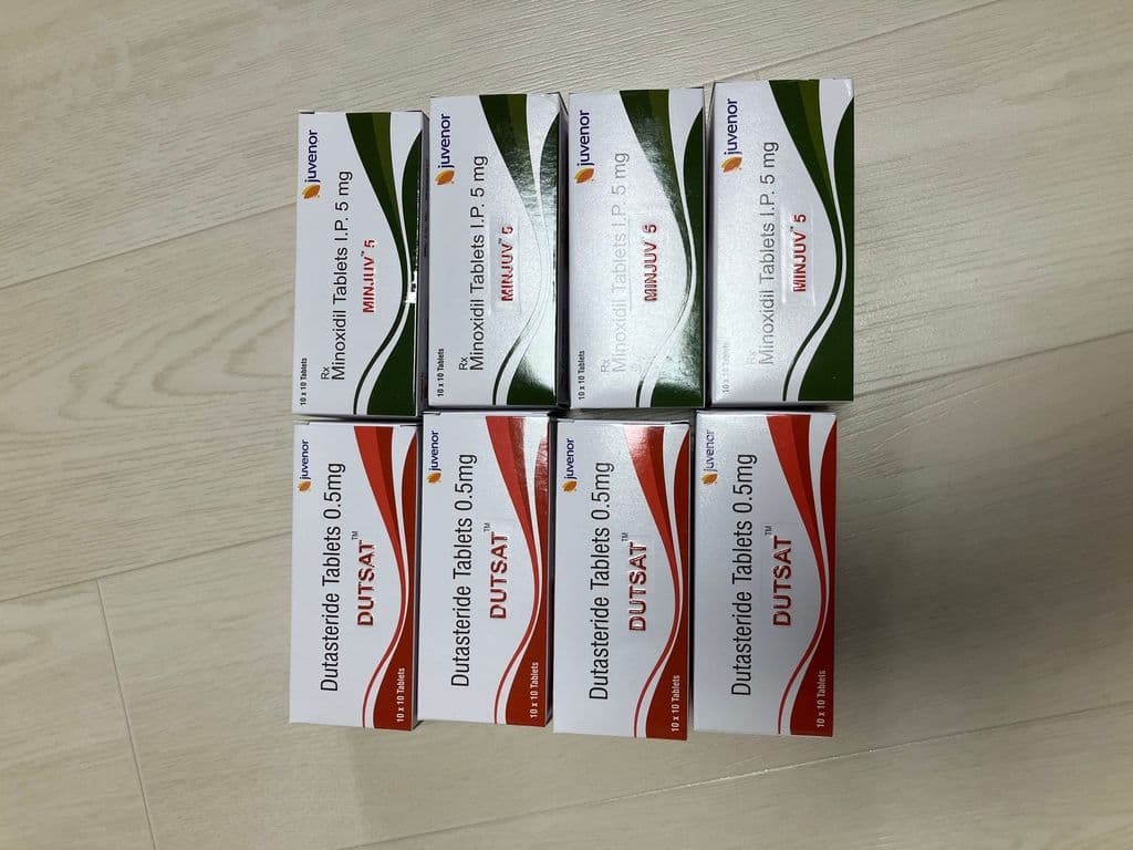 후기 - 두사트 +민주브 5 (두타스테리드 Dutasteride 0.5mg + 미녹시딜 Minoxidil 5mg) - 400정+400정